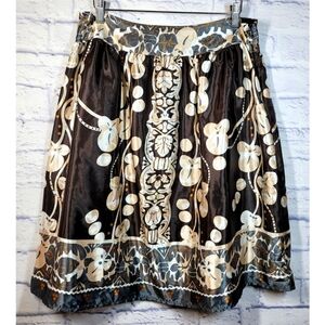 Apostrophe A-Line Skirt Bohemian Hippie Floral Brown Multicolor Size 10 Feminine